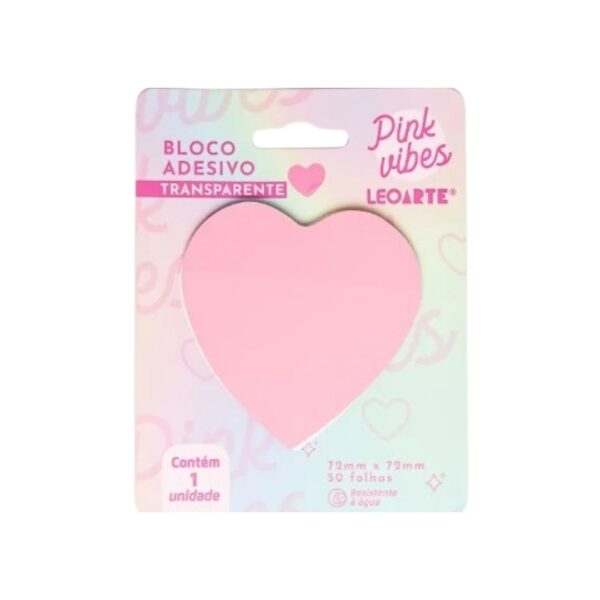 Bloco Adesivo Transparente Pink Vibes Coração